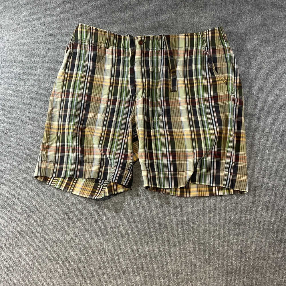 Polo Ralph Lauren Mens Plaid Drawstring Shorts Green Tan Multi RN 41381 40